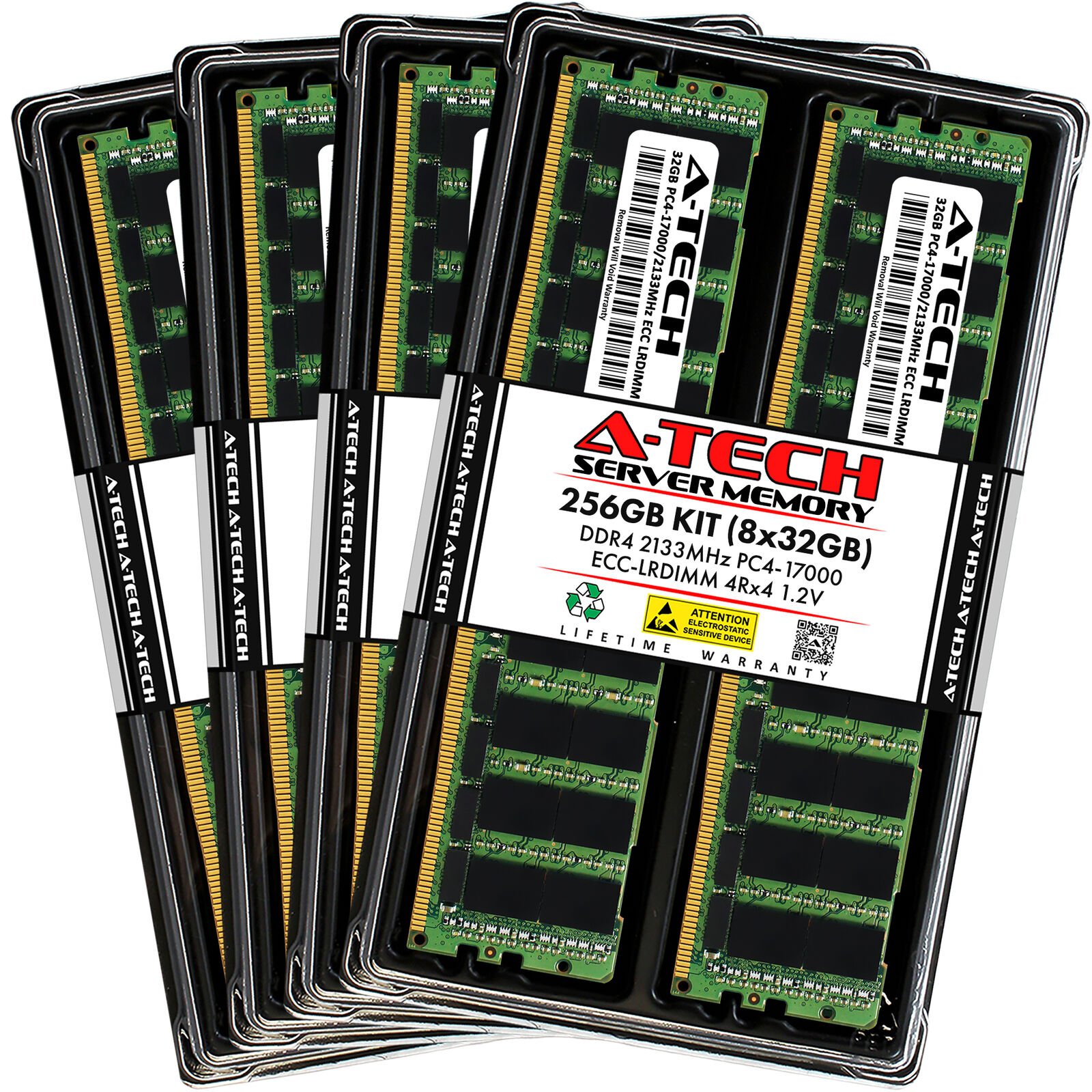 A-Tech 256GB 8x 32GB 4Rx4 PC4-17000L DDR4 2133 MHz ECC LRDIMM Server Memory RAM