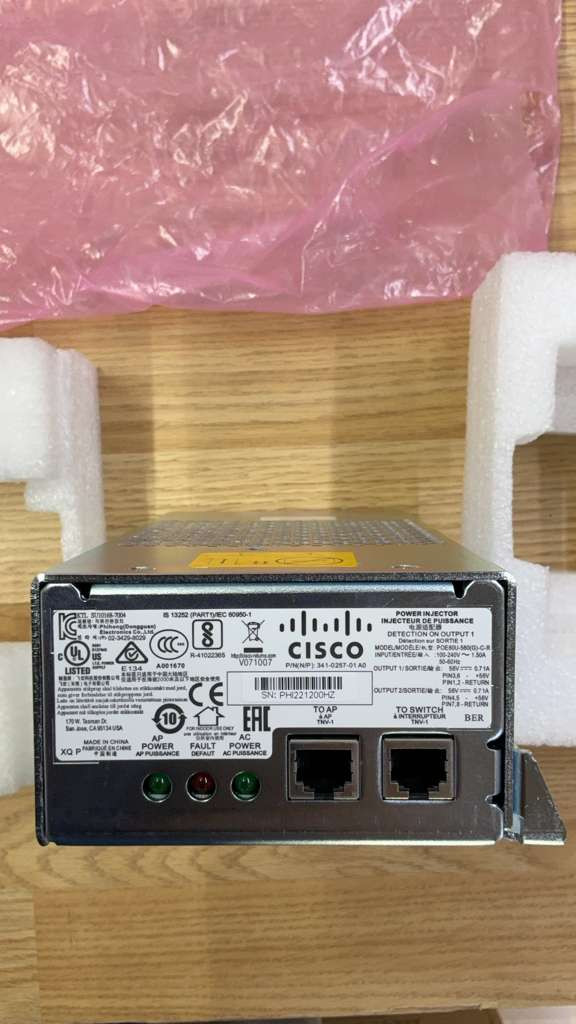 Cisco AIR-PWRINJ6 Power Injector 56V 0.55A PoE Injector 100-240V