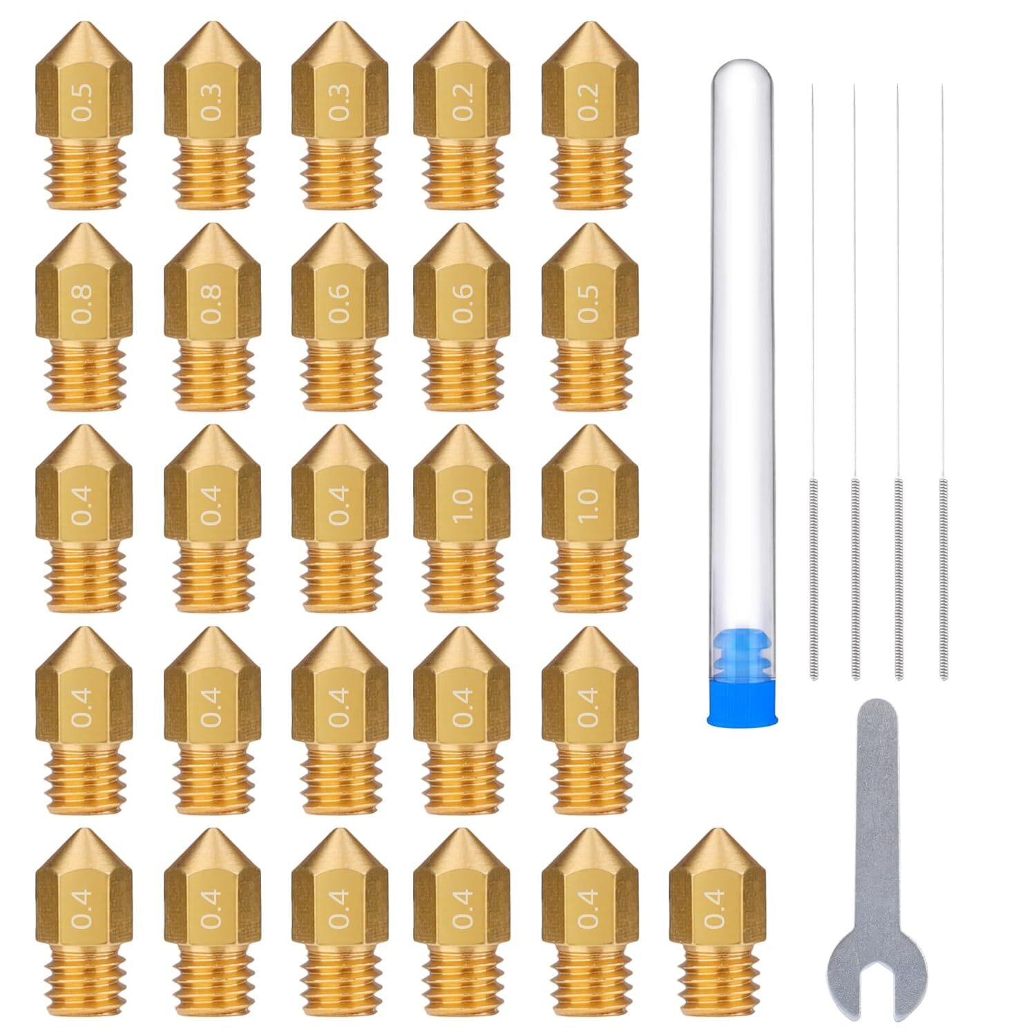 ELEGOO 26pcs Nozzles Multi Size 3D Printer Brass Hotend Nozzles Neptune 3 Series