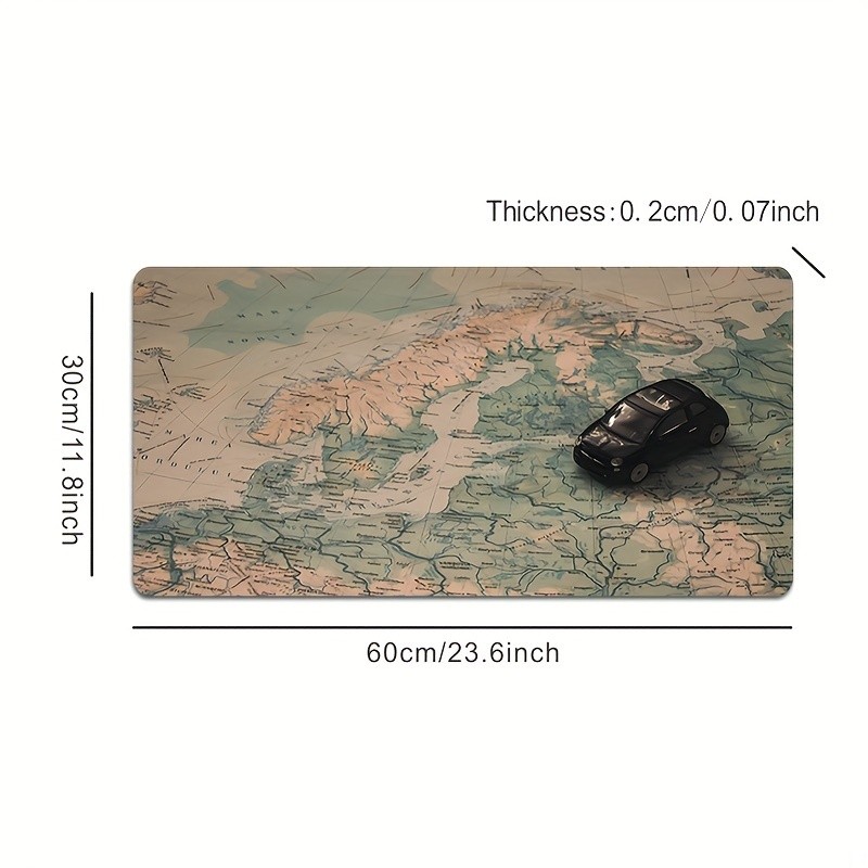 1pc Large Gaming Mouse Pad with a Map Car Design, High-Definition Keyboard Mat