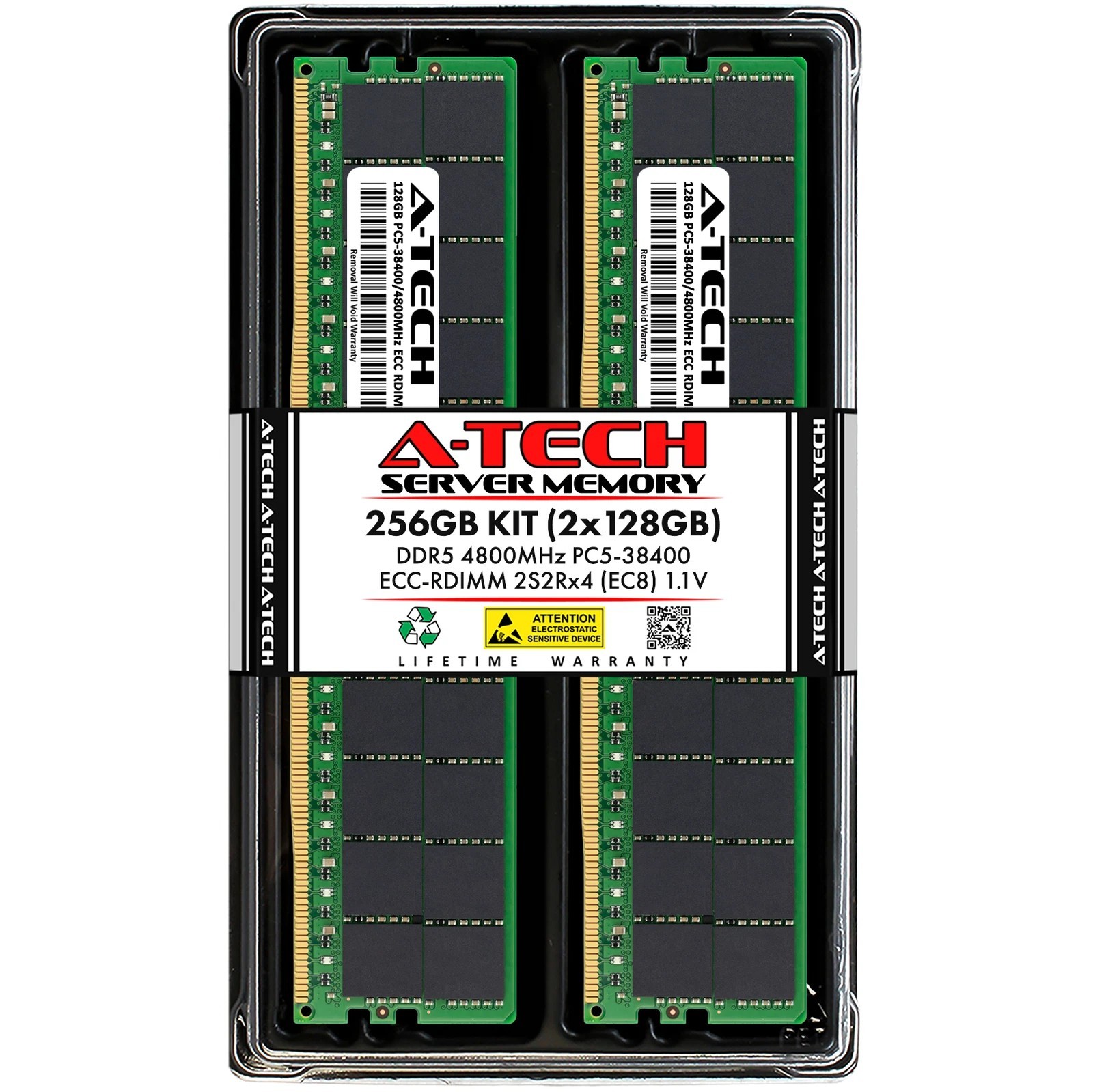 A-Tech 256GB 2x 128GB 2S2Rx4 PC5-38400R RDIMM DDR5 ECC REG EC8 Server Memory RAM