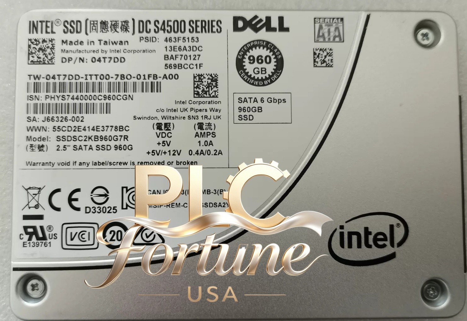 Used DELL INTEL 04T7DD 4T7DD SSDSC2KB960G7R DC S4500 960GB SATA 6G 2.5'' SSD