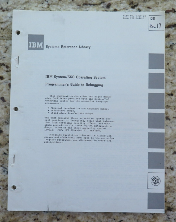 Vintage IBM System / 360 Operating System Guide to Debugging Dated 1968