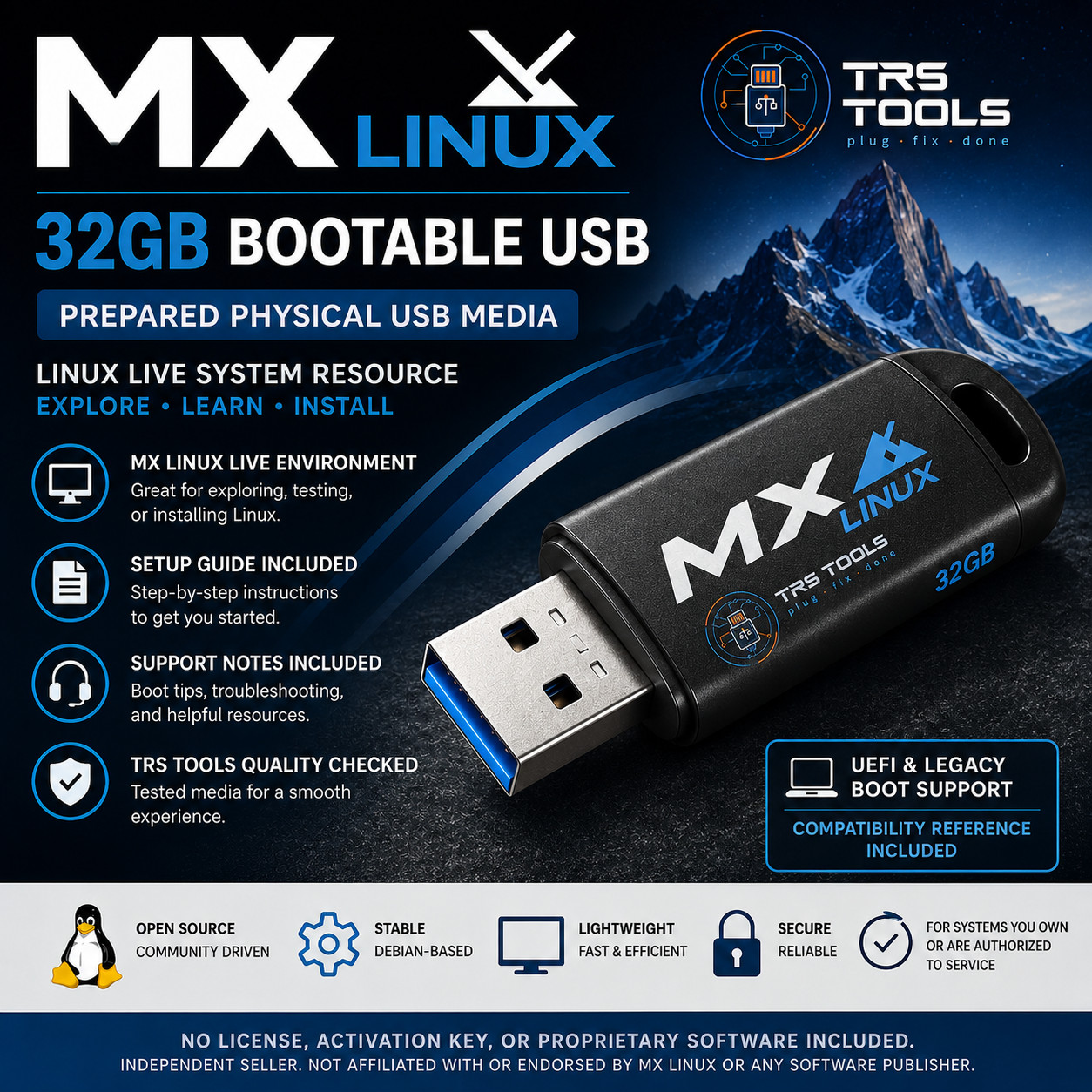 MX Linux Bootable USB 32GB Prepared Physical Media