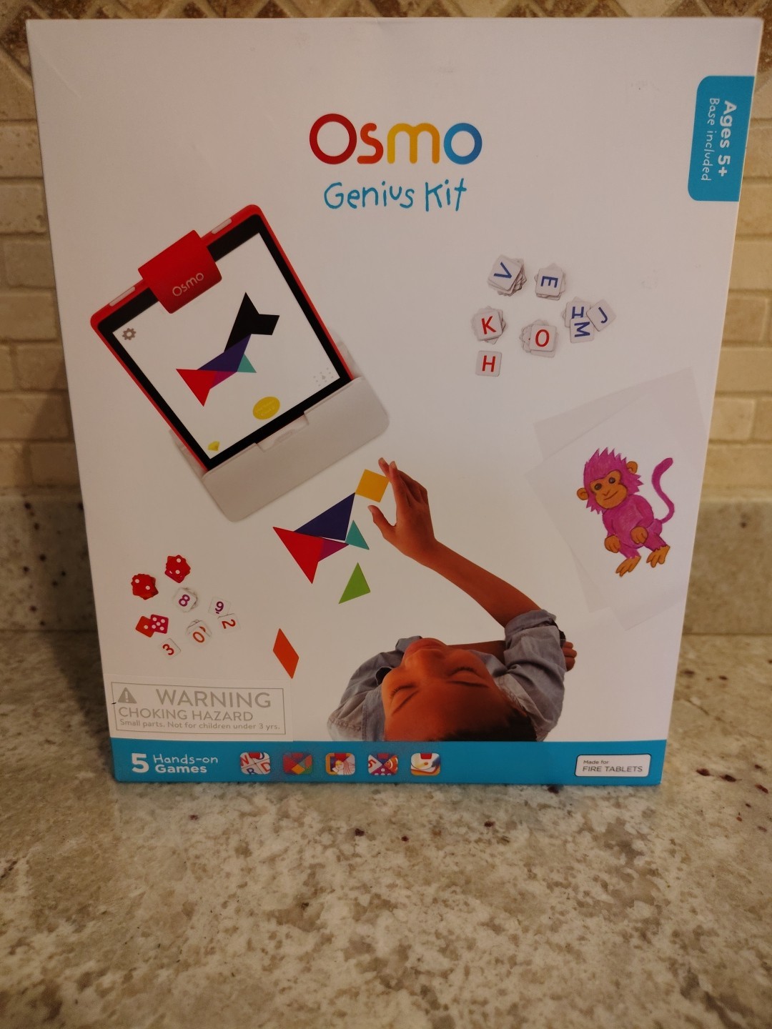 New Osmo Genius Kit for Fire Tablet - 5 Hands-On Learning Games With Base