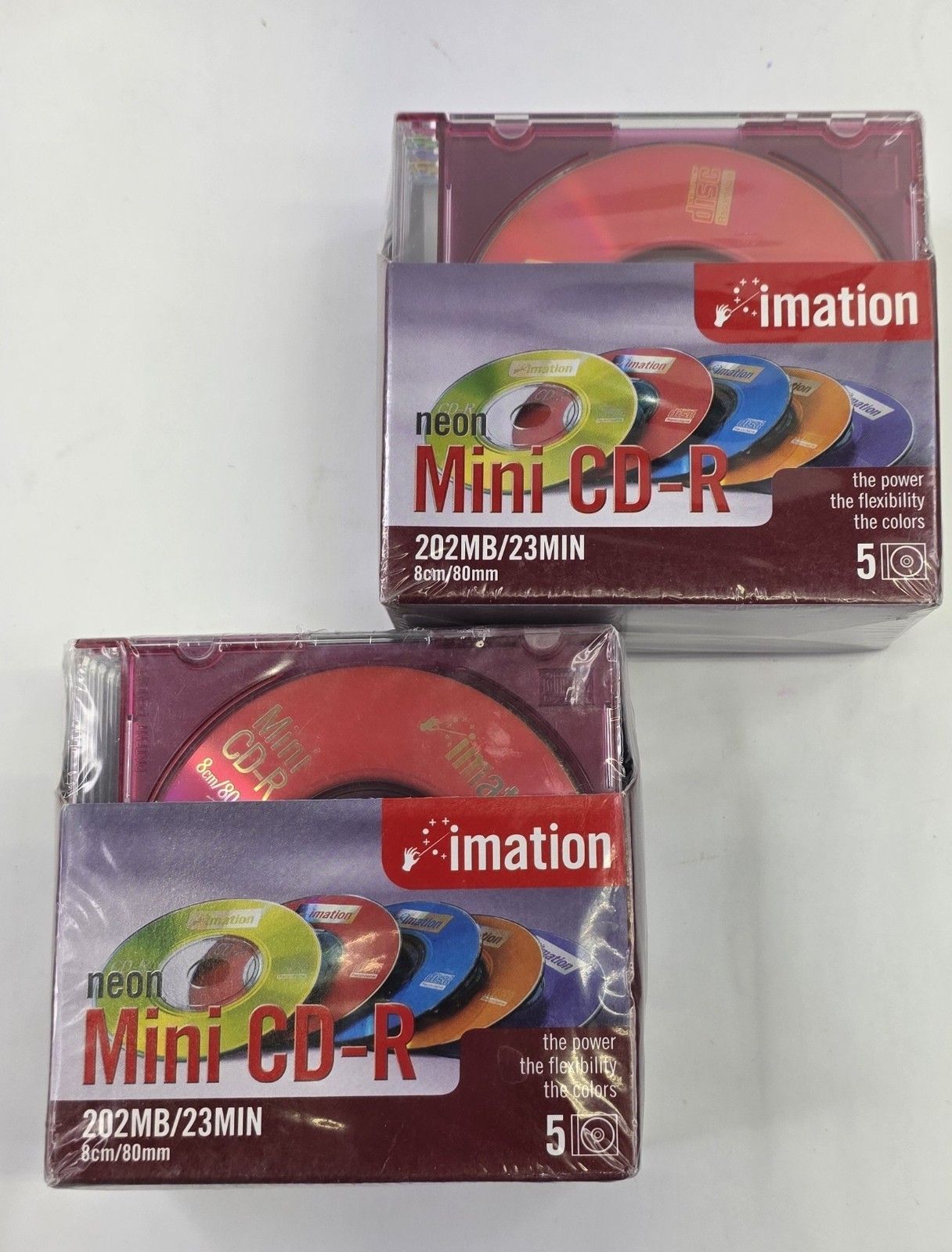 Imation Neon Mini CD-R 5 Pack (202MB/23Min) fit 8cm/80mm CD trays RipGO 