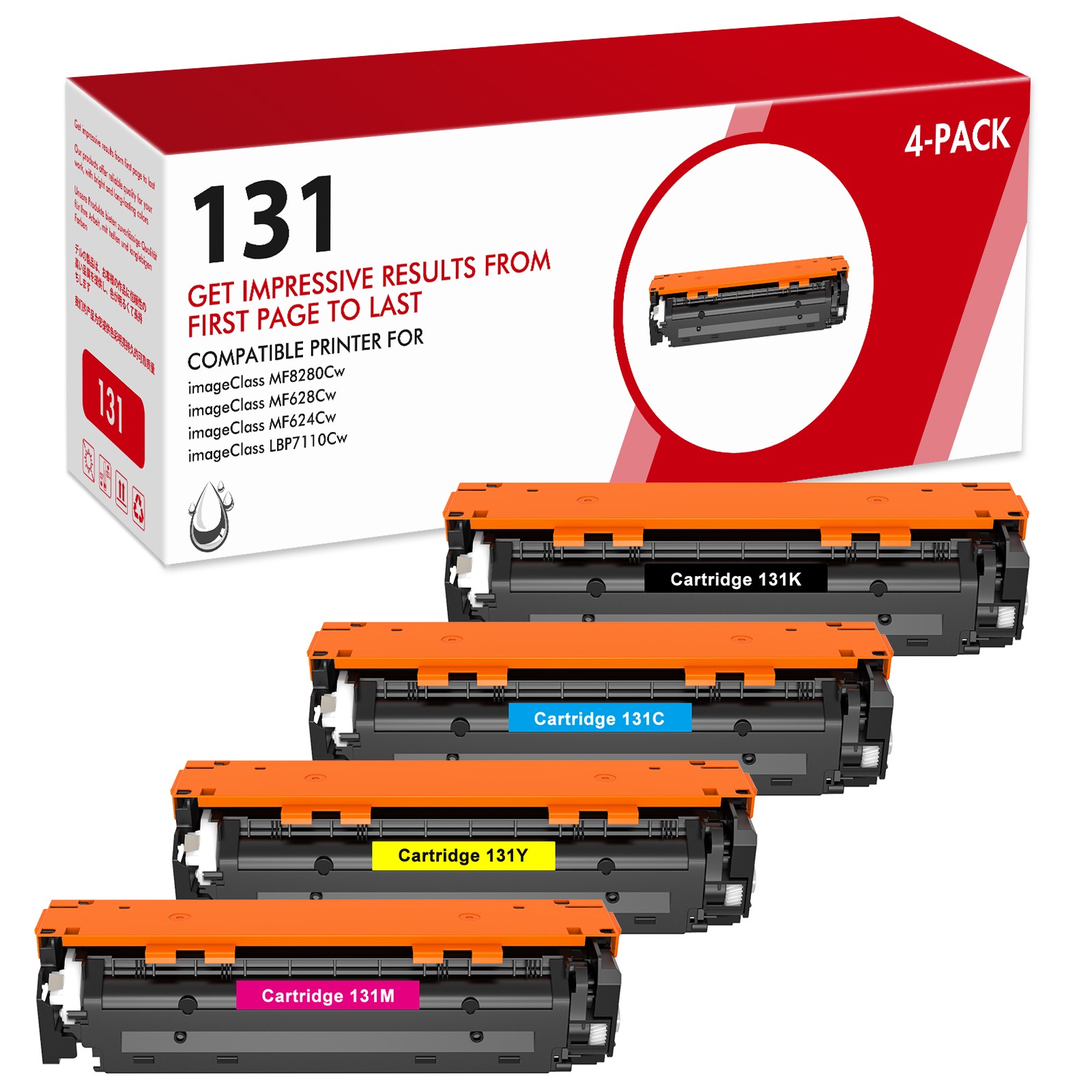 4PK CRG131 Toner Set For Canon 131 Toenr ImageCLASS MF8280Cw MF624Cw MFC628Cw