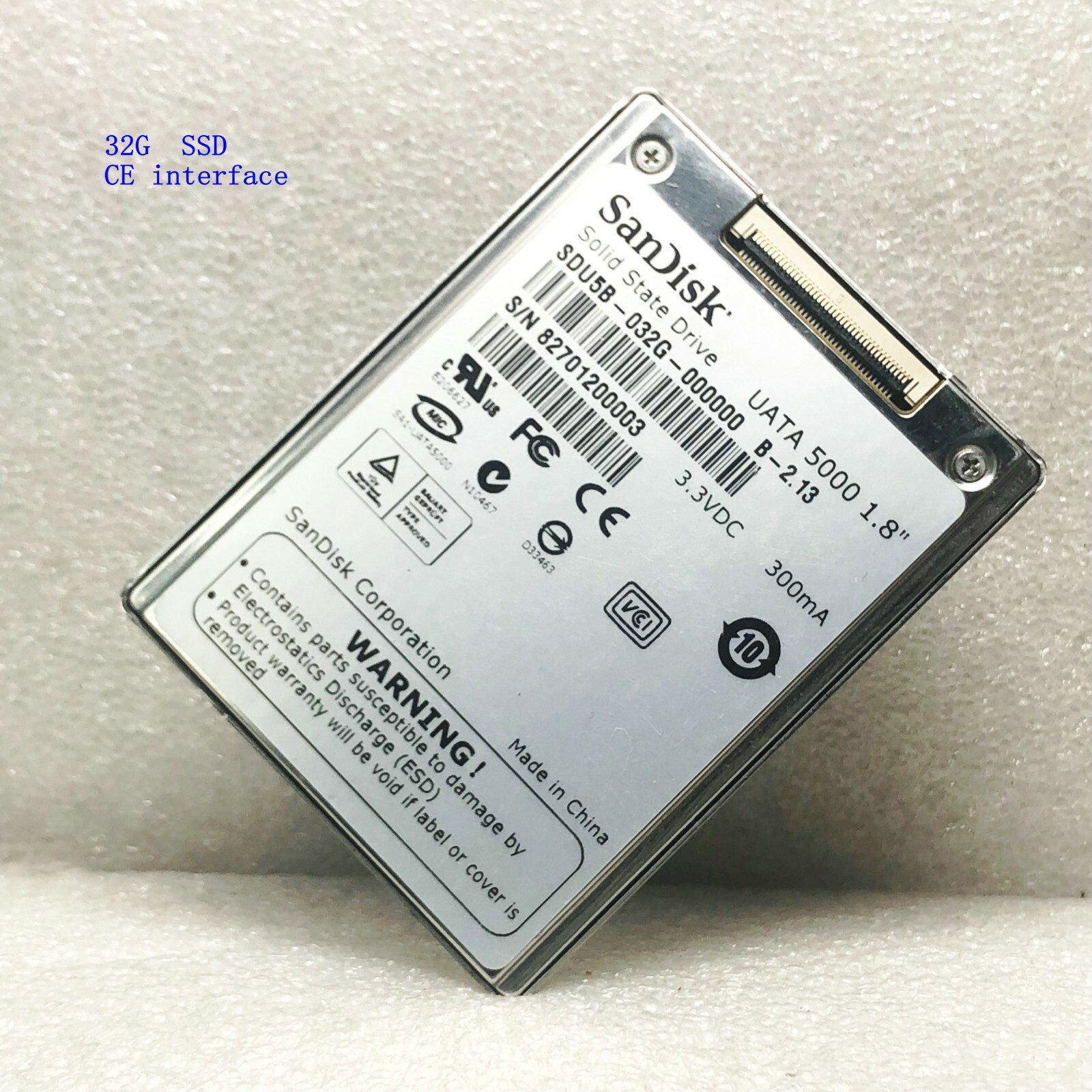 SanDisk 32G SSD  SDU5B-032G-000000 3.3VDC 300mA UATA 5000 1.8''  （after testing）