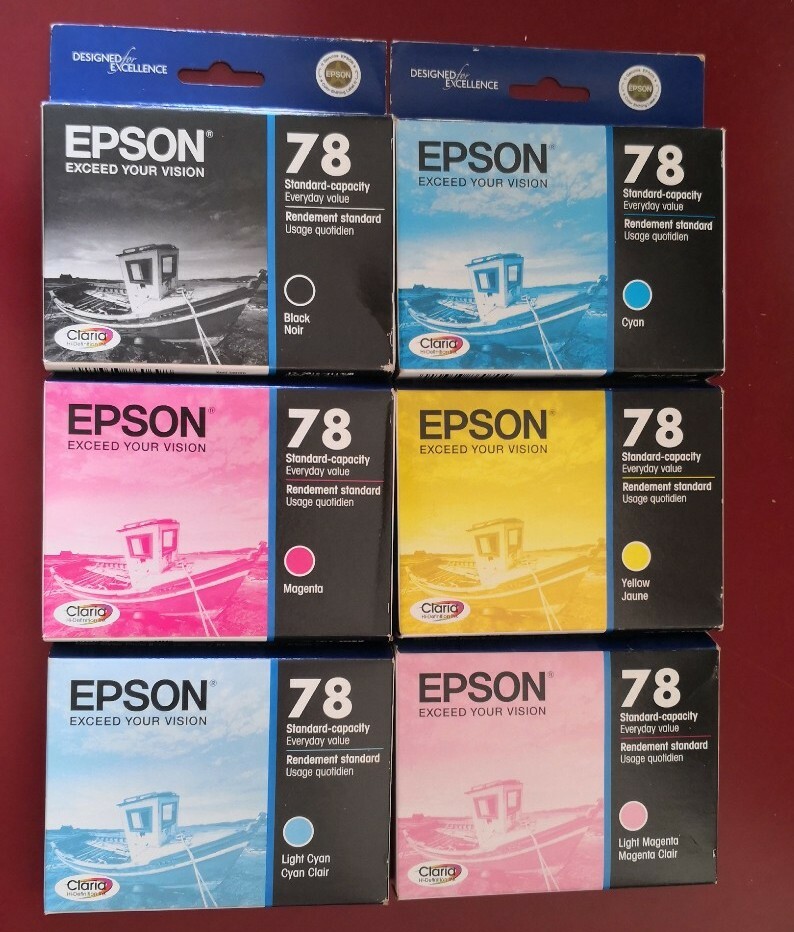 2012/2014 NIB Set 6 Genuine Epson 78 Ink T0781 and T0782 T0783 T0784 T0785 T0786