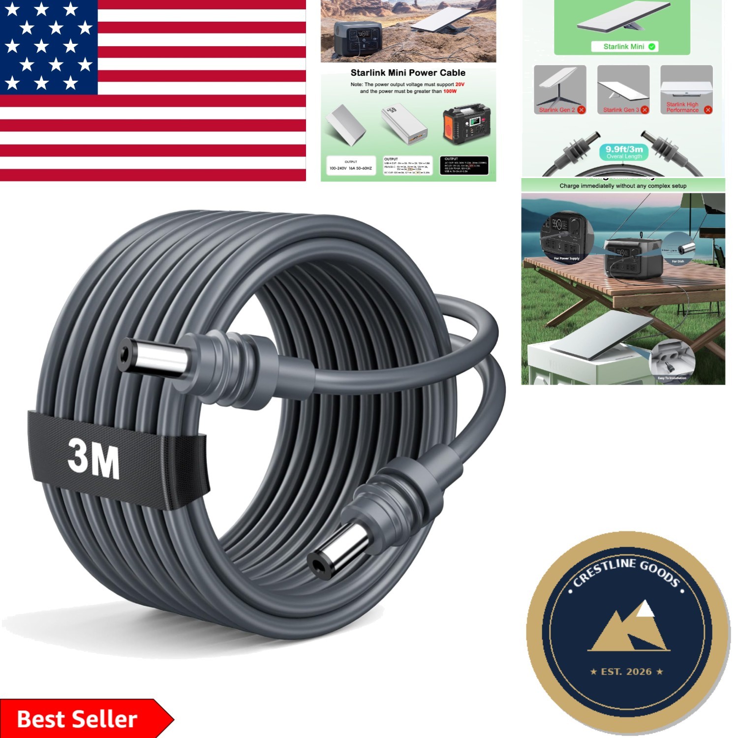 Extend Your Setup with Starlink Mini Power Cable 10FT/3M - Waterproof & Durable