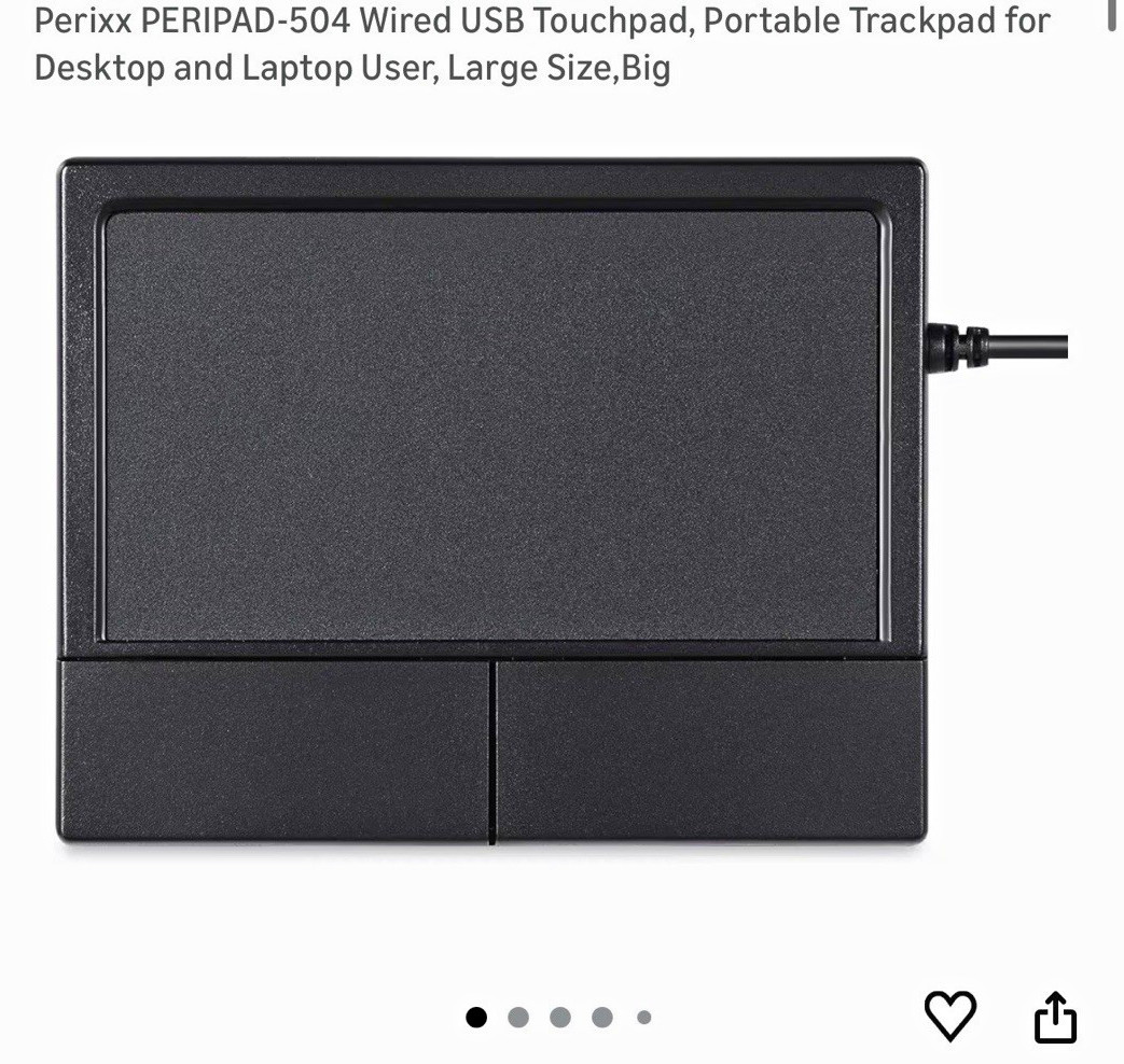 Perixx PERIPAD-504 Wired USB Touchpad Trackpad Portable 2-Button Black