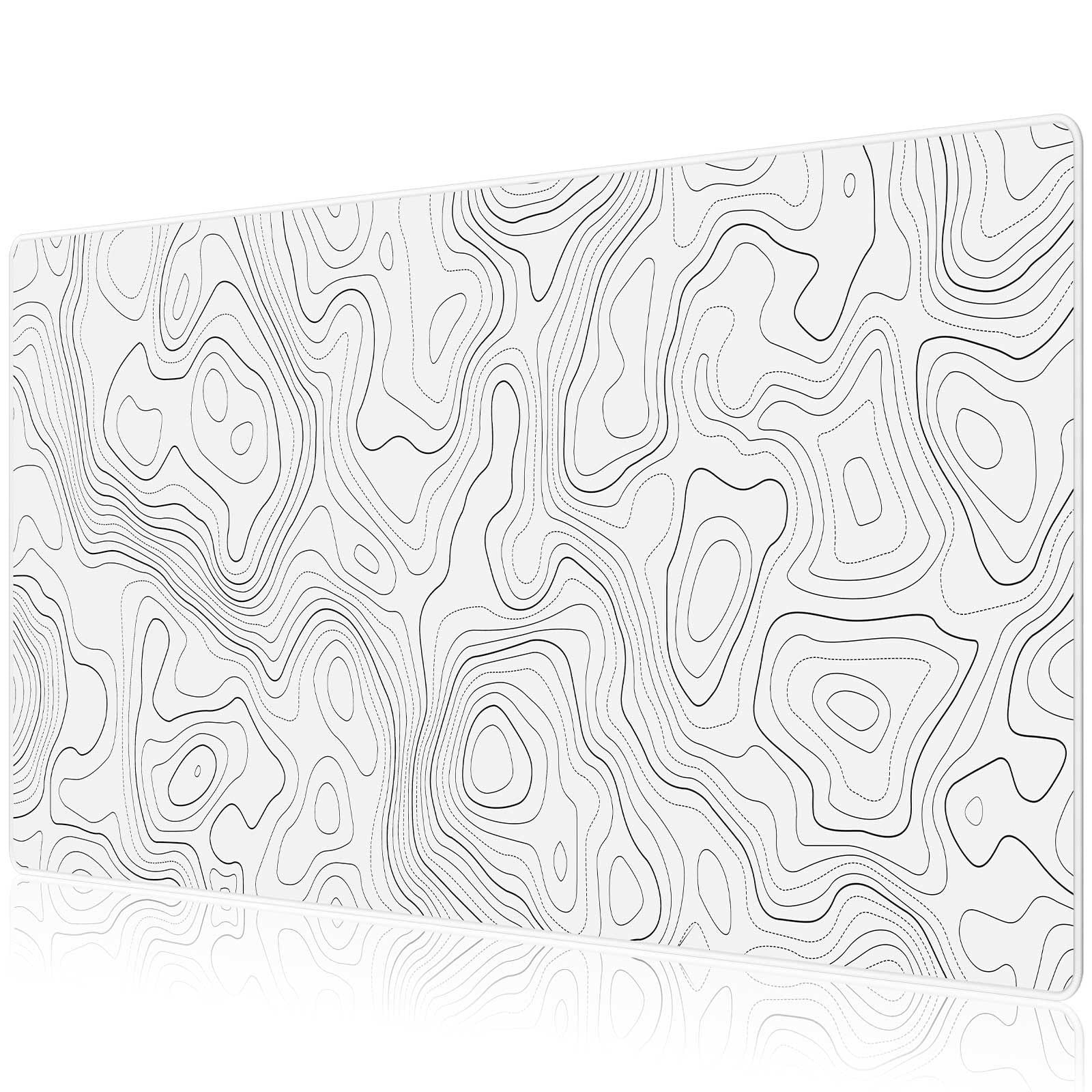 JIALONG White Topographic Large Gaming Mouse Pad, Large,