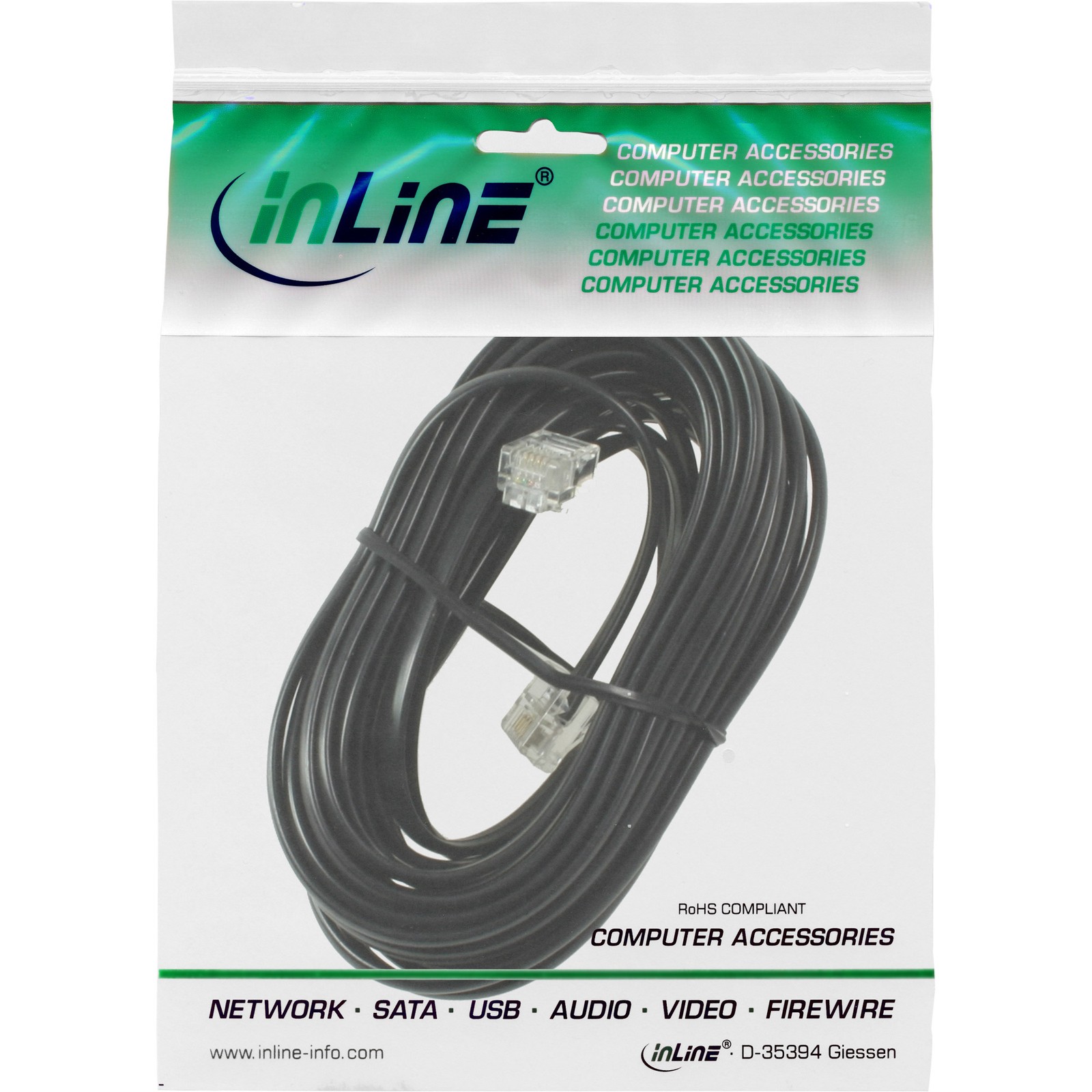 18844M InLine Modular Cable RJ11 Male / 4 Core 6P4C 15m ~D~