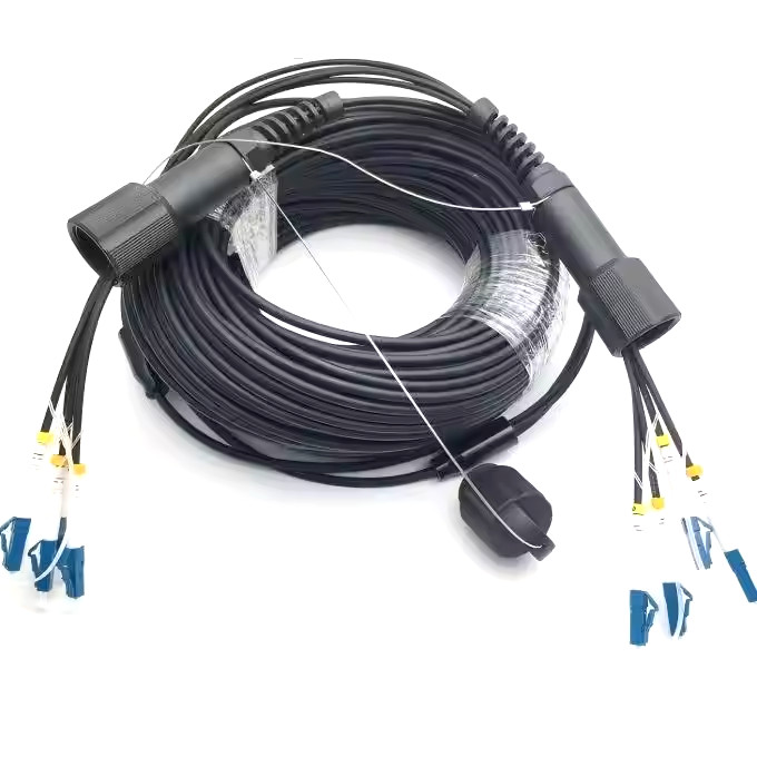 200M LC-LC SM 4 Strand Armored Field TPU Optic Patch Cord Cable Waterproof Head