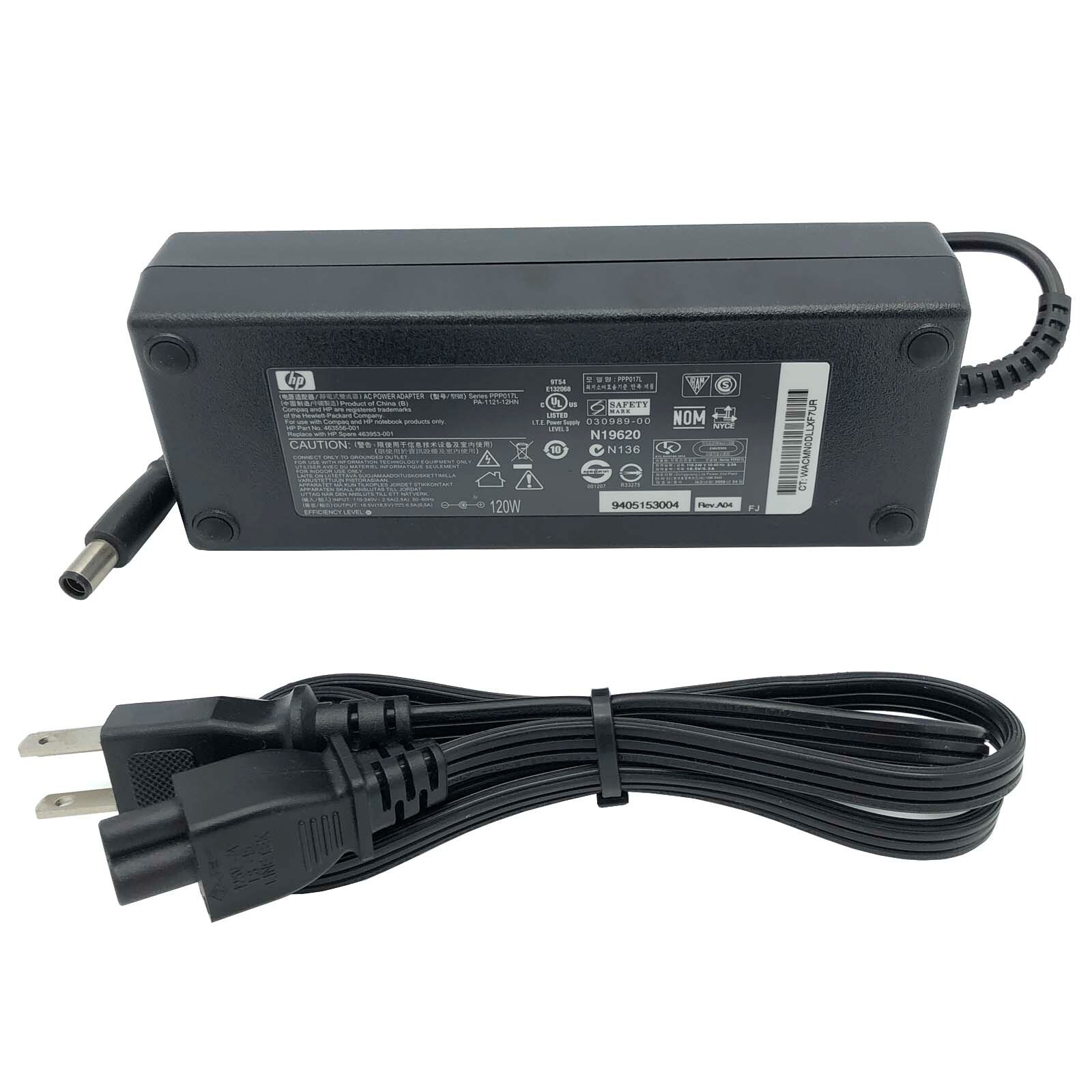 Original 120W HP AC Adapter 18.5V 6.5A - 519331-001 519331-002 PPP017H PPP016H