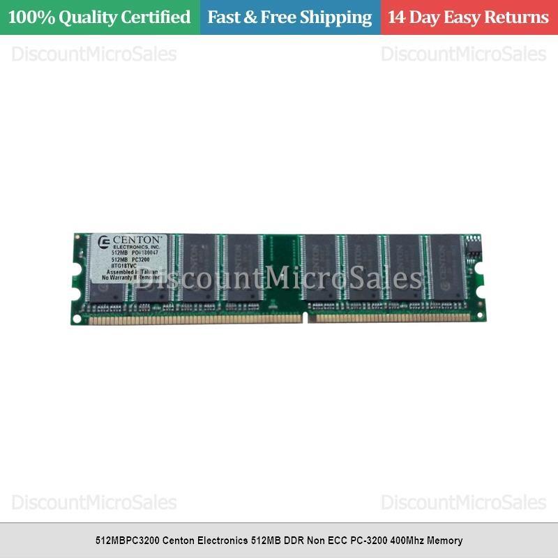 512MBPC3200 Centon Electronics 512MB DDR Non ECC PC-3200 400Mhz Memory