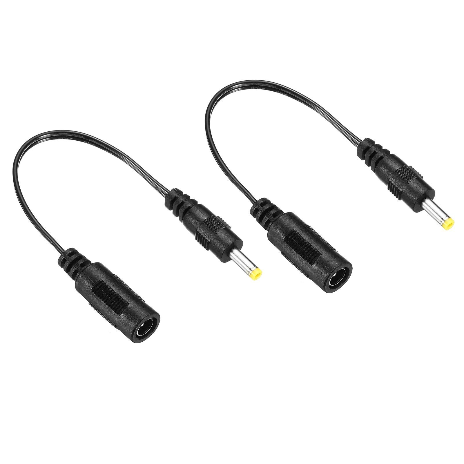 2Pcs DC 5.5x2.1mm Female to 4x1.7mm Male Extension Cable Adapter Cord Black