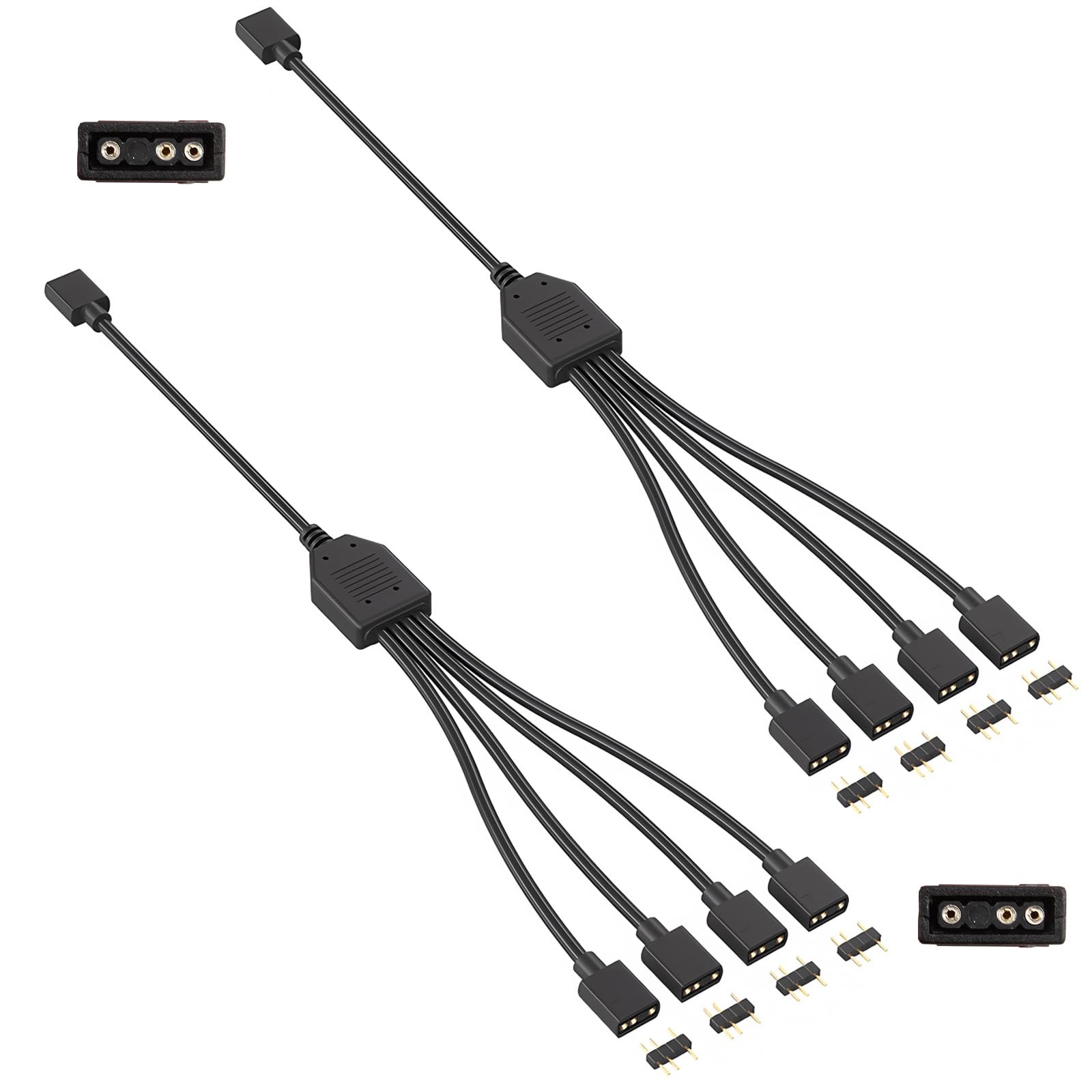 TNJPSEK 2 Pack 3Pin 5V ARGB Extension Cable Set with 8 Male Pins, 11.8 inches
