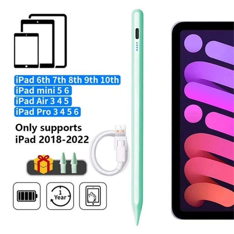 Universal Active Stylus Pen for Compatible iPads, Palm Rejection, USB-C Charging