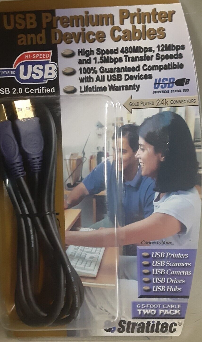 Stratitec Single Unit 2 Meter USB Premium Device Cable UNUSED Includes ONE CABLE