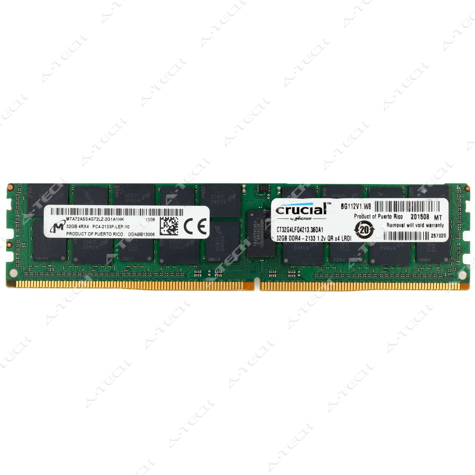 Micron 32GB DDR4 2133 MHz ECC LRDIMM Server Memory RAM (MTA72ASS4G72LZ-2G1A1) 1x