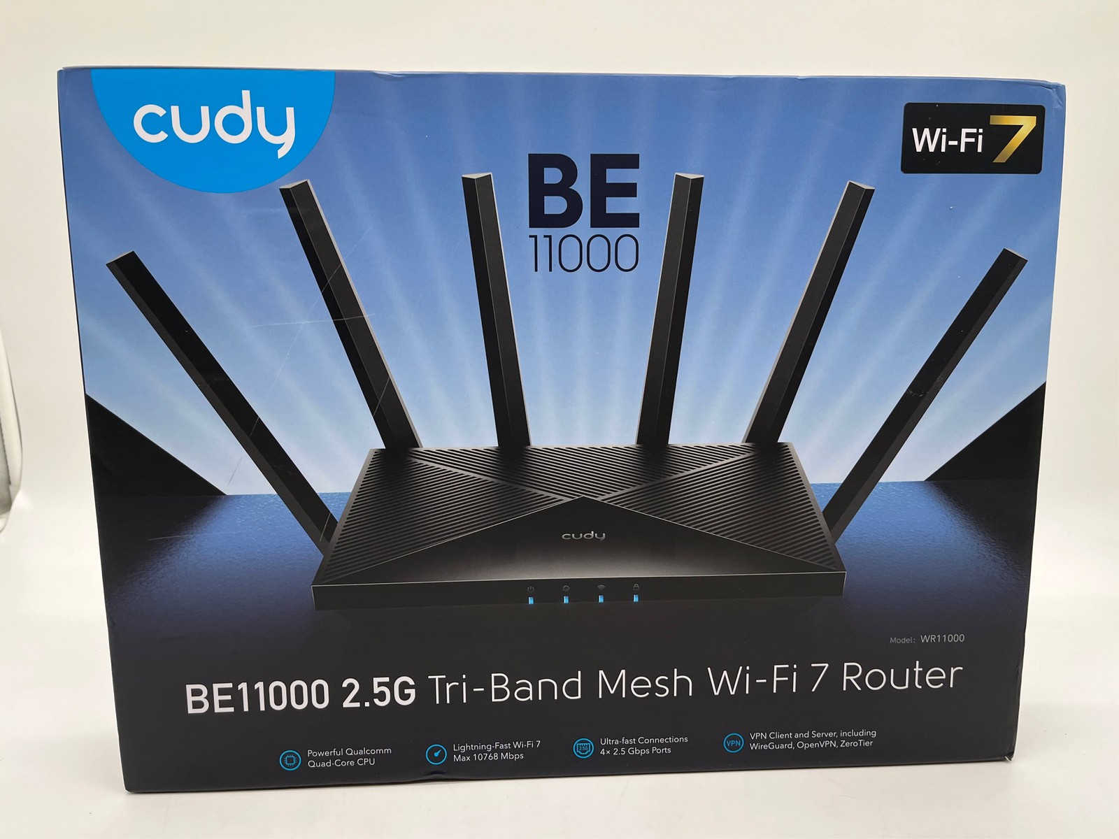 Cudy BE11000 2.5G Tri-Band Mesh Wi-Fi 7 Router, 4x 2.5G, VPN Full, WR11000