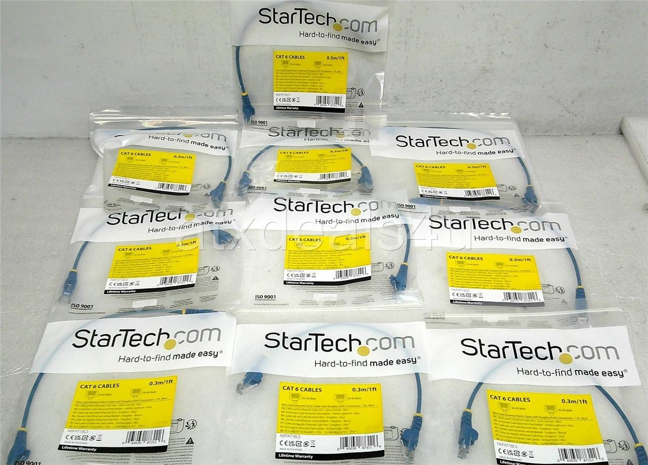 StarTech N6PAT1BLS 1ft CAT 6 Ethernet Patch Cables New Lot of 10
