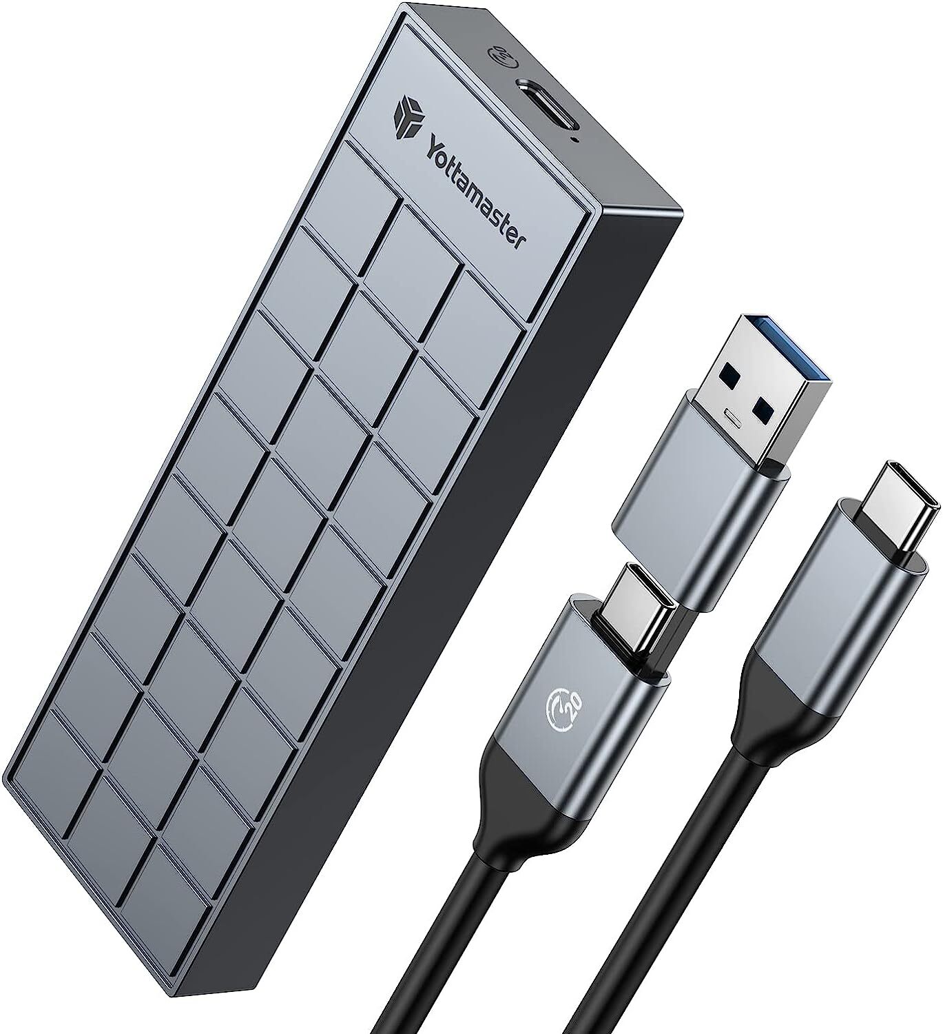 Yottamaster 20Gbps M.2 NVMe Enclosure With Heatsink USB3.2 Gen2x2 Type C Caddy