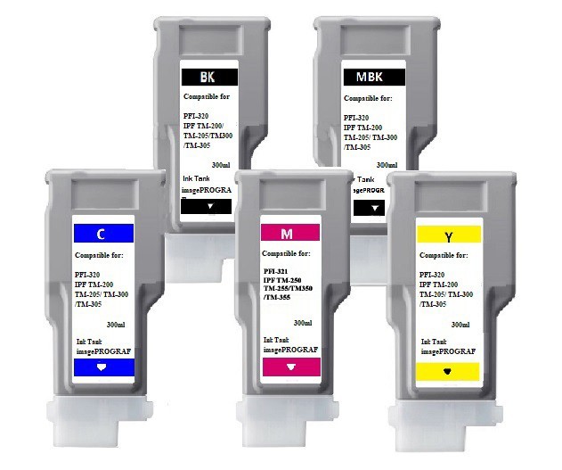 5 Pack PFI320 & PFI321 M Ink Cartridge for Canon ipf TM-350 TM-355