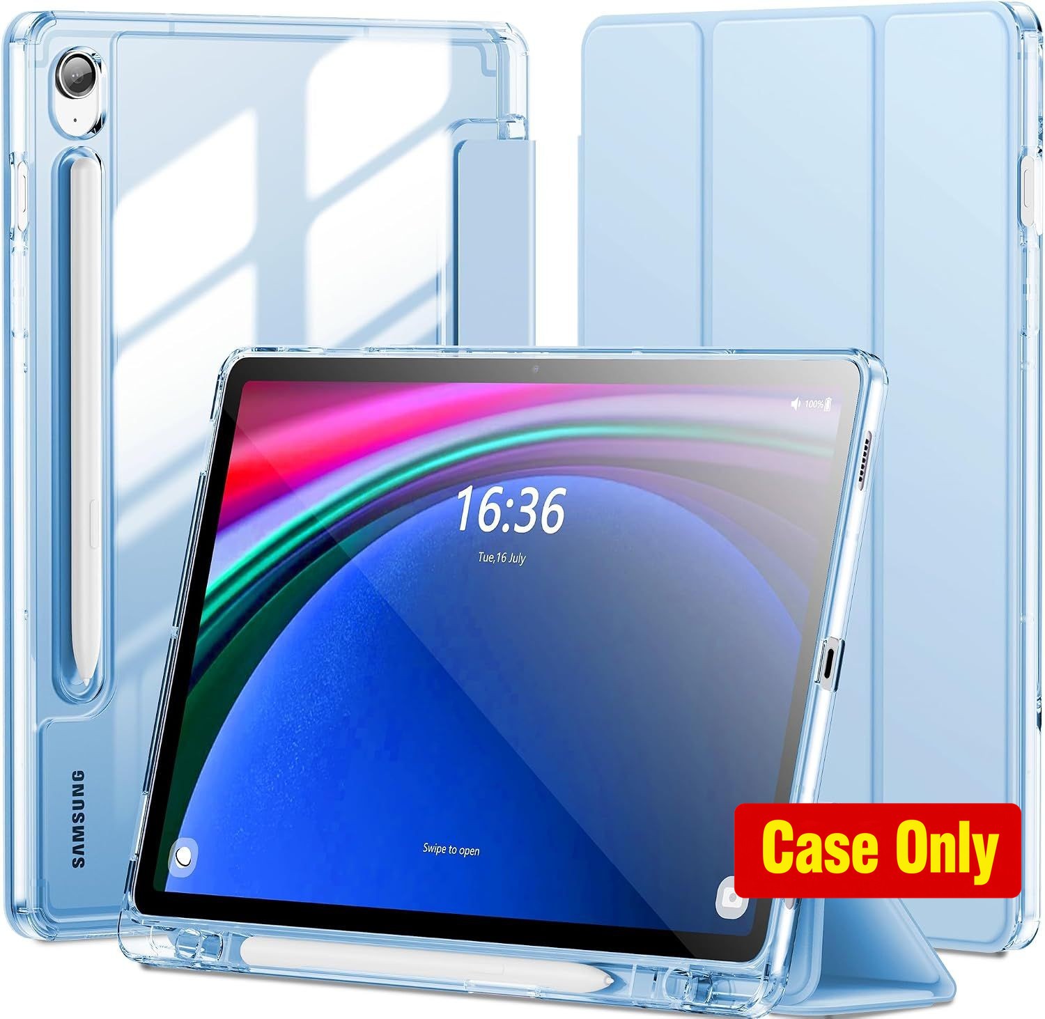Slim Clear Case with S Pen Holder for Samsung Galaxy Tab S10 Lite 10.9 Inch, Blu