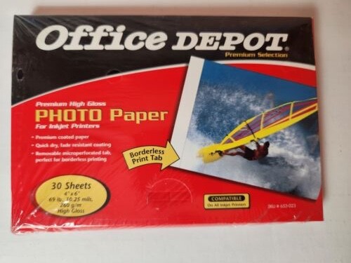 Office Depot Premium High Gloss Photo Paper, 30 sheets 4"x6", 10.25 mil, ink jet