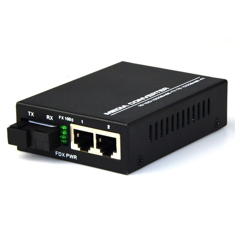 1Pc 10/100/1000M Ethernet Fiber Optic Media Switch Converter 2RJ45 1SC A Side