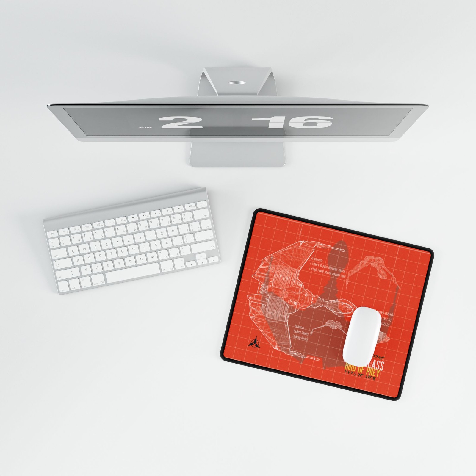 Klingon Blueprint Mousepad, Bird of Prey Desk Mat I Star Trek Mouse Pad, Trekkie