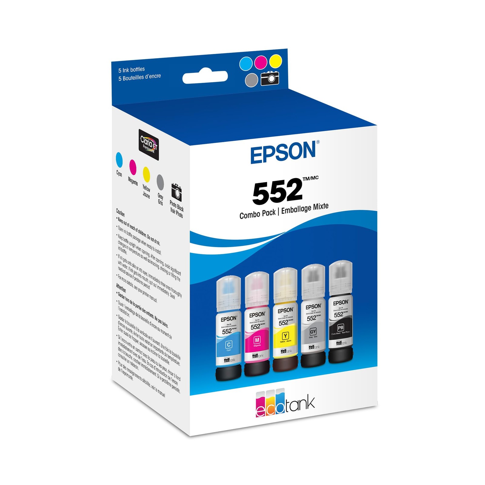EPSON 552 EcoTank Ultra high Capacity Ink Five Color Combo Pack T552920-S Bottle