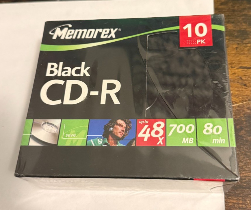 MEMOREX BLACK CD-R 48X WRITE SPEED 700mb - FACTORY SEALED 10 Pack