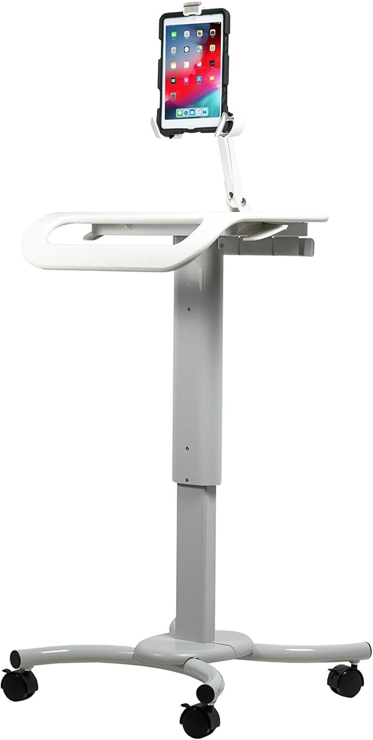 CTA Digital Height-Adjustable Rolling Security Medical Cart for 7"-14" Tablets