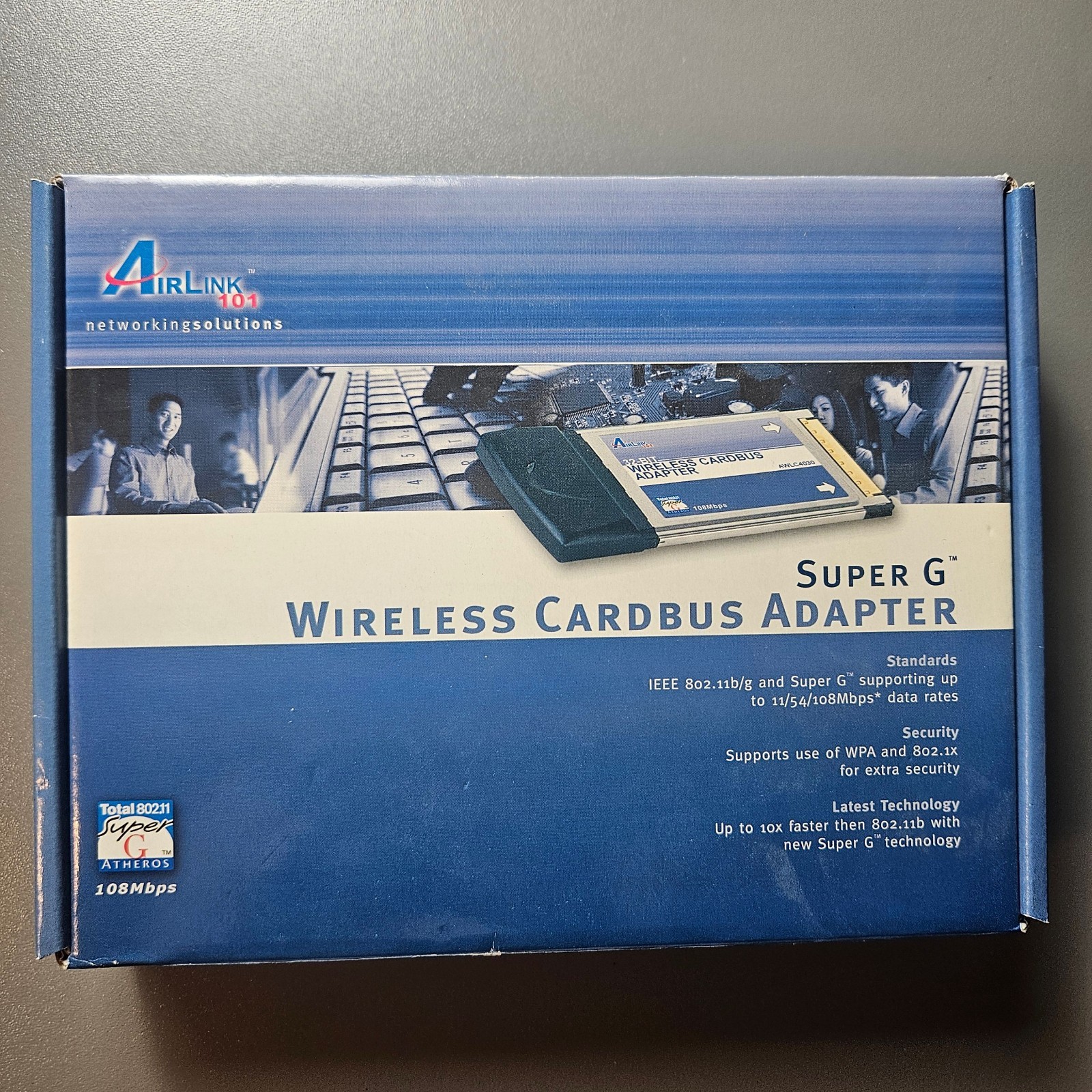 New Open Box AIRLINK 101 SUPER G WIRELESS CARDBUS ADAPTOR - 802.11b/g - 108Mbpss