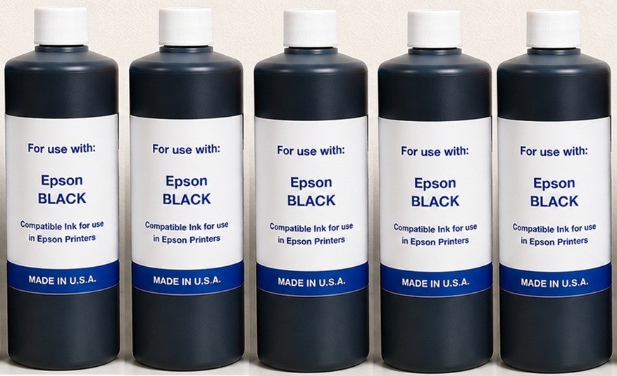 GALLON OF COMPATIBLE PREMIUM QUALITY EPSON BLACK DYE INK (5 LITERS)
