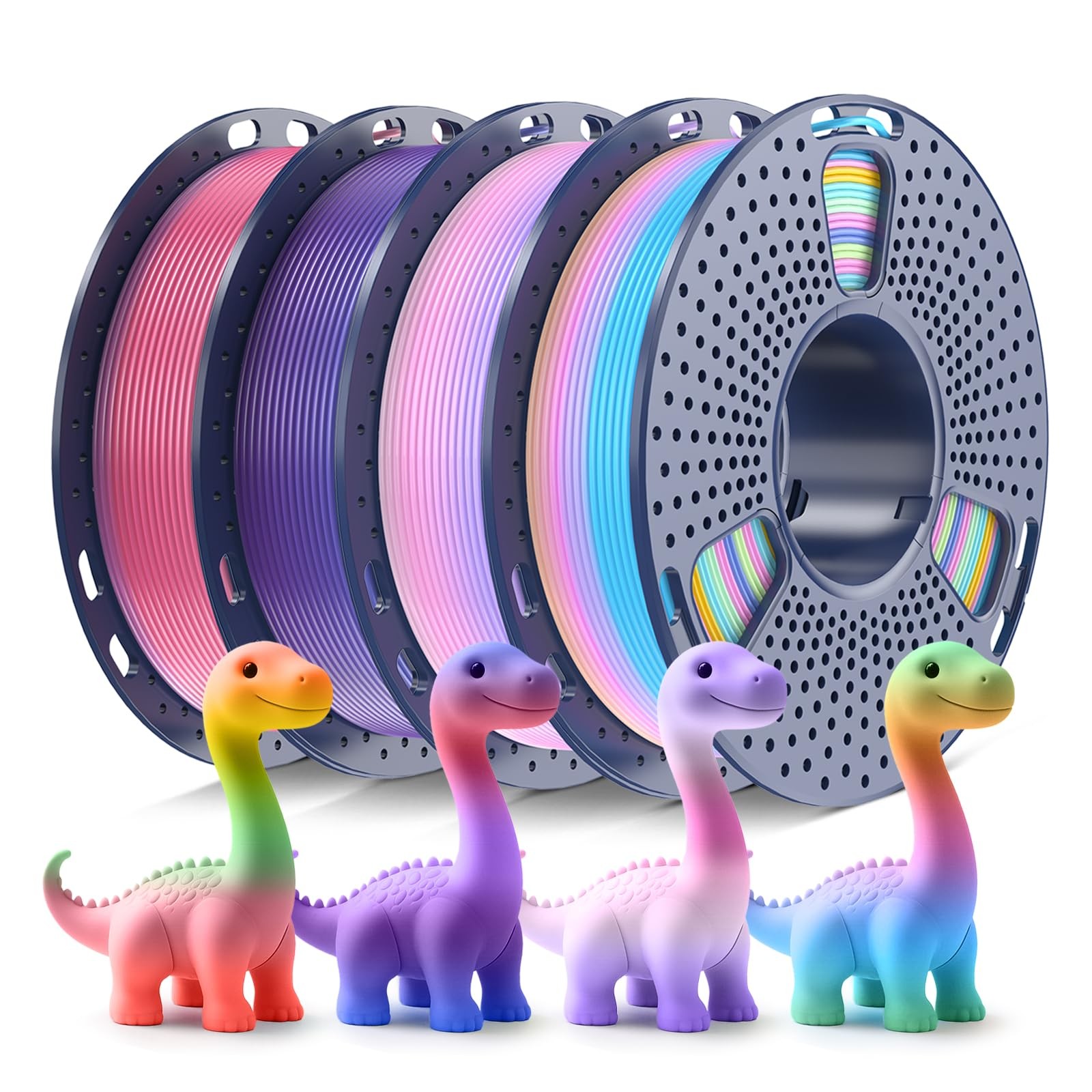 250g Rainbow PLA Filament 1.75mm Bundle, SUNLU 3D Printer Filament Neatly Wo...