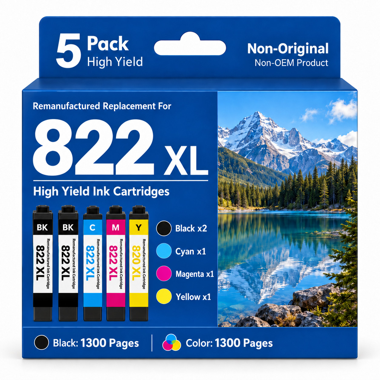 5PK 822XL T822XL Ink Cartridge For Epson WorkForce Pro WF-3820 WF-4820 WF-4833
