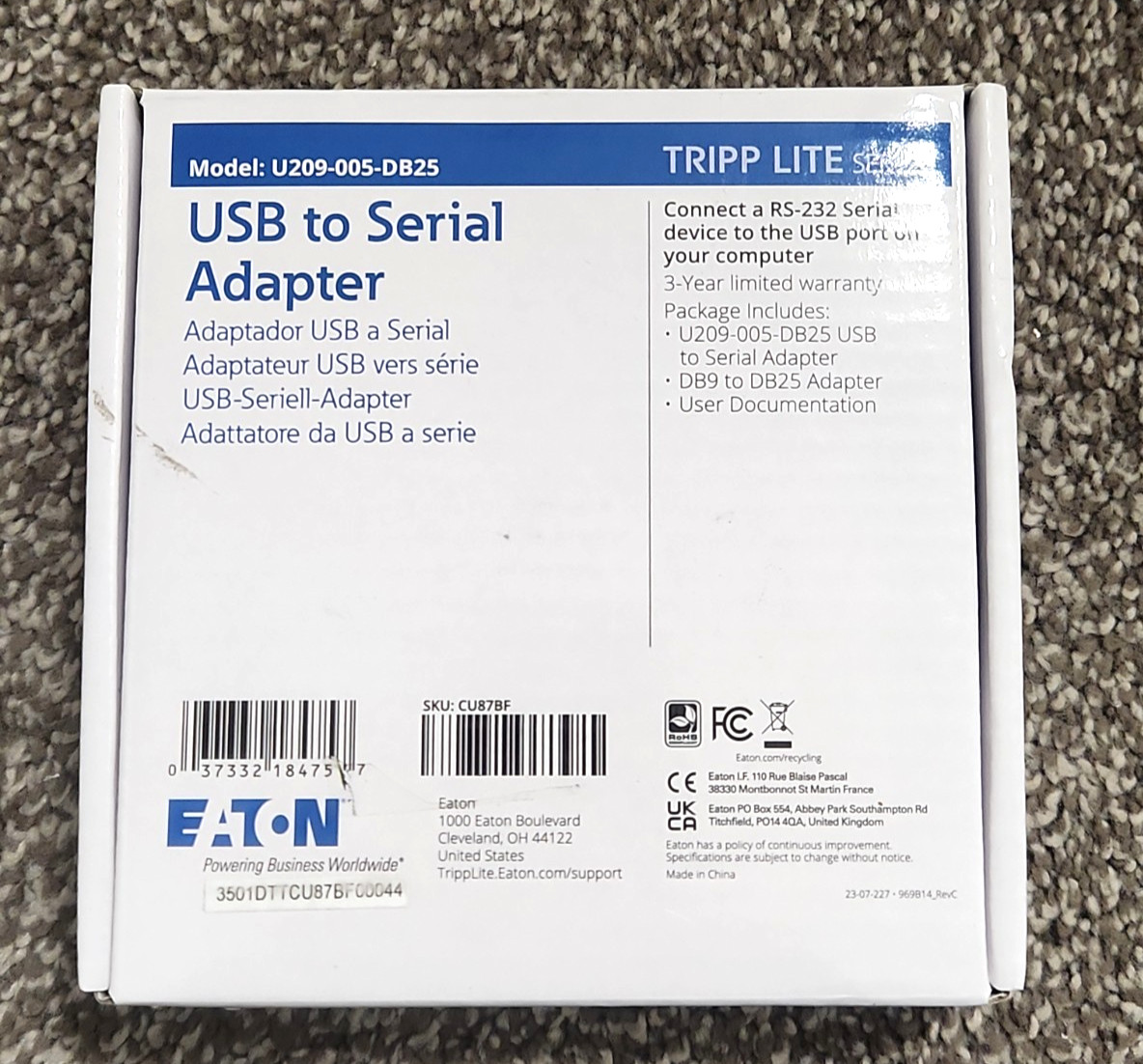 Tripp Lite 5ft USB to RS232 Serial Adapter Cable DB9 DB25 M/M U209-005-DB25 New