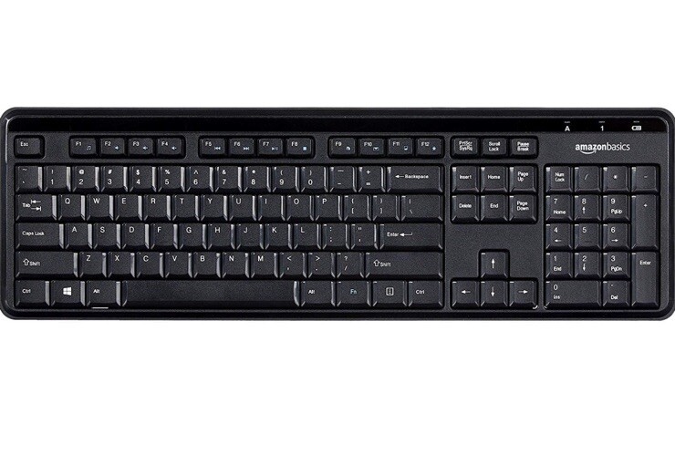 Amazon Basics 2.4GHz Wireless Keyboard Quiet and Compact US Layout (QWERTY)
