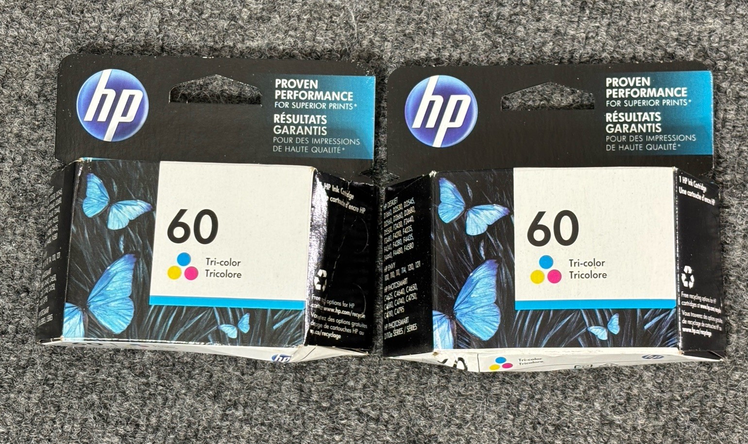 (2) HP 60 TRI-COLOR Ink Brand New Sealed OEM Expired