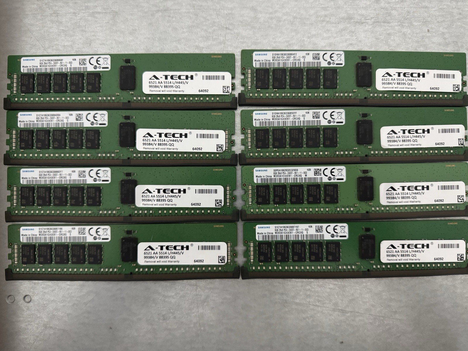 Samsung 64GB 8x8GB DDR4-2400 ECC RDIMM M393A1G43EB1-CRC0 Server RAM