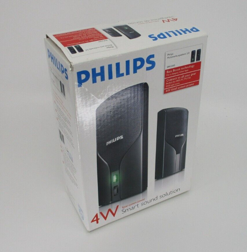 Philips Multimedia Speakerv 2.0 SPA3200 Perfect for MP3, PC, TV, CD, DVD 10W New