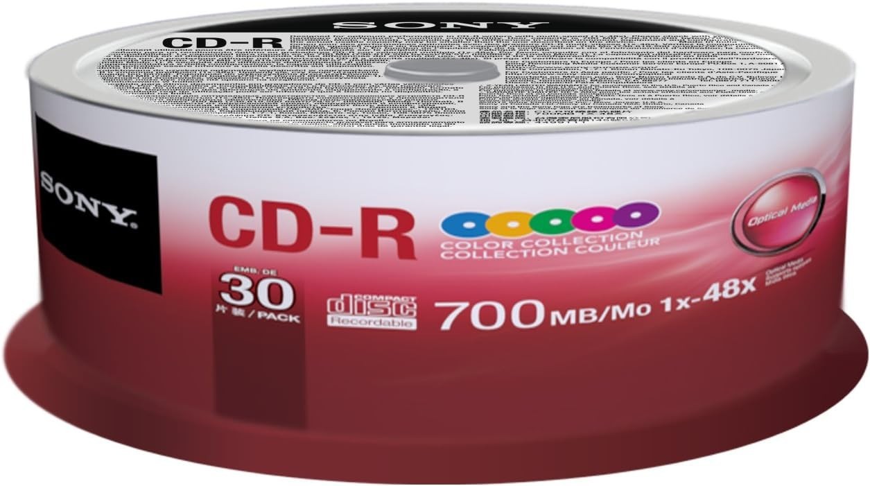 SONY Blank Music CD-R CDR Branded 80min Digital Audio 30 pack Media Color Discs