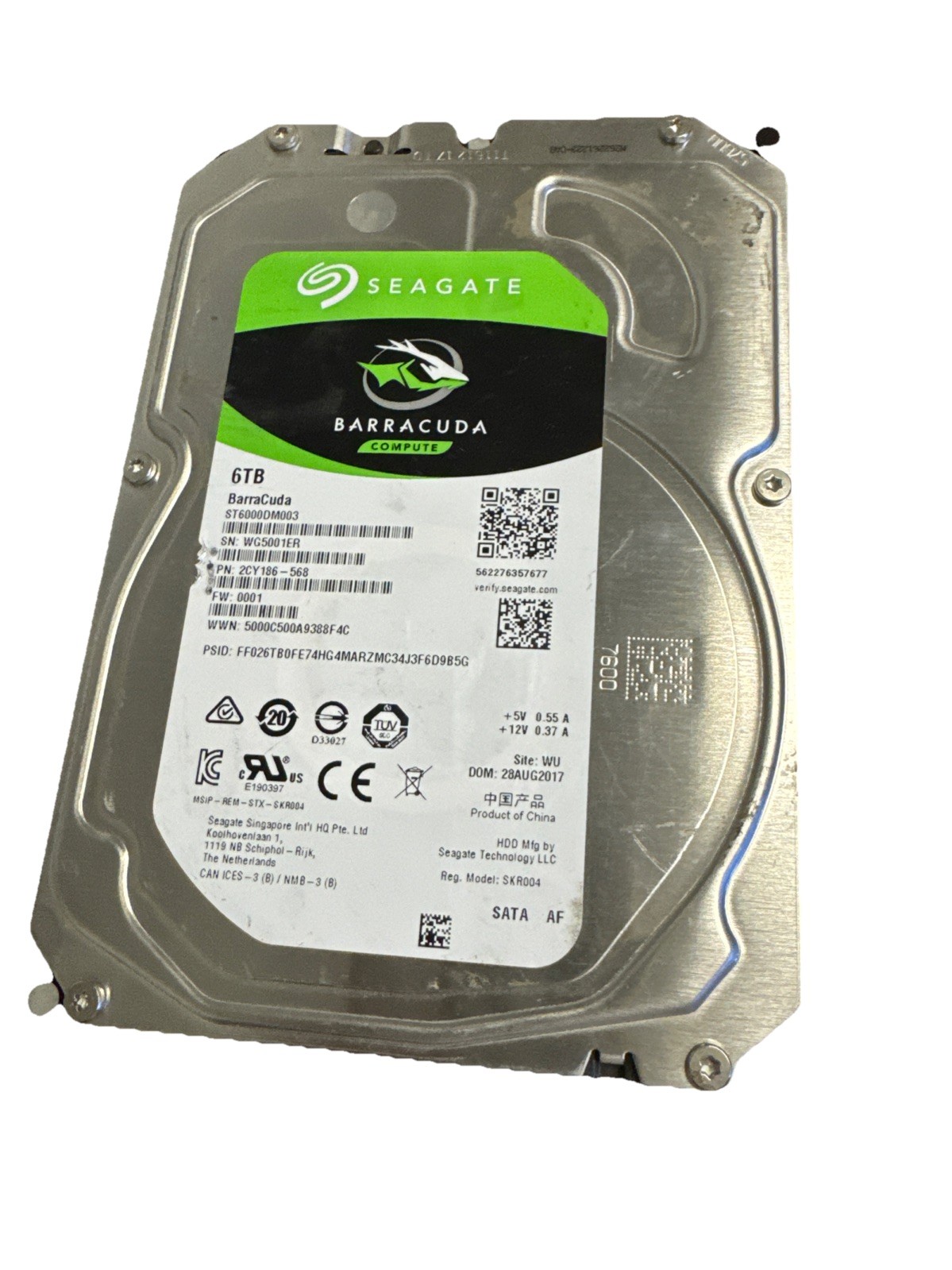FAILED BAD Seagate Barracuda ST6000DM003 6 TB 7200 RPM,3.5 inch Hard Drive