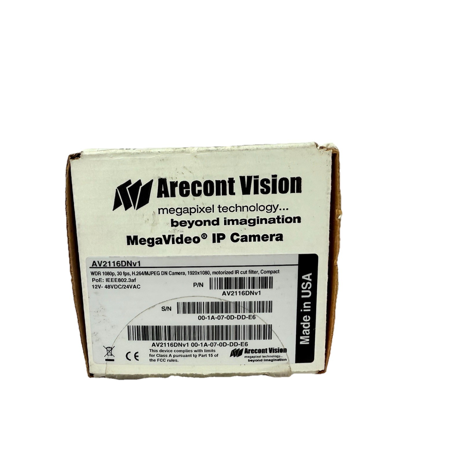 Arecont Vision AV2116DNv1 MegaVideo Camera H.264 + MPL33-12A Lens - New Open Box