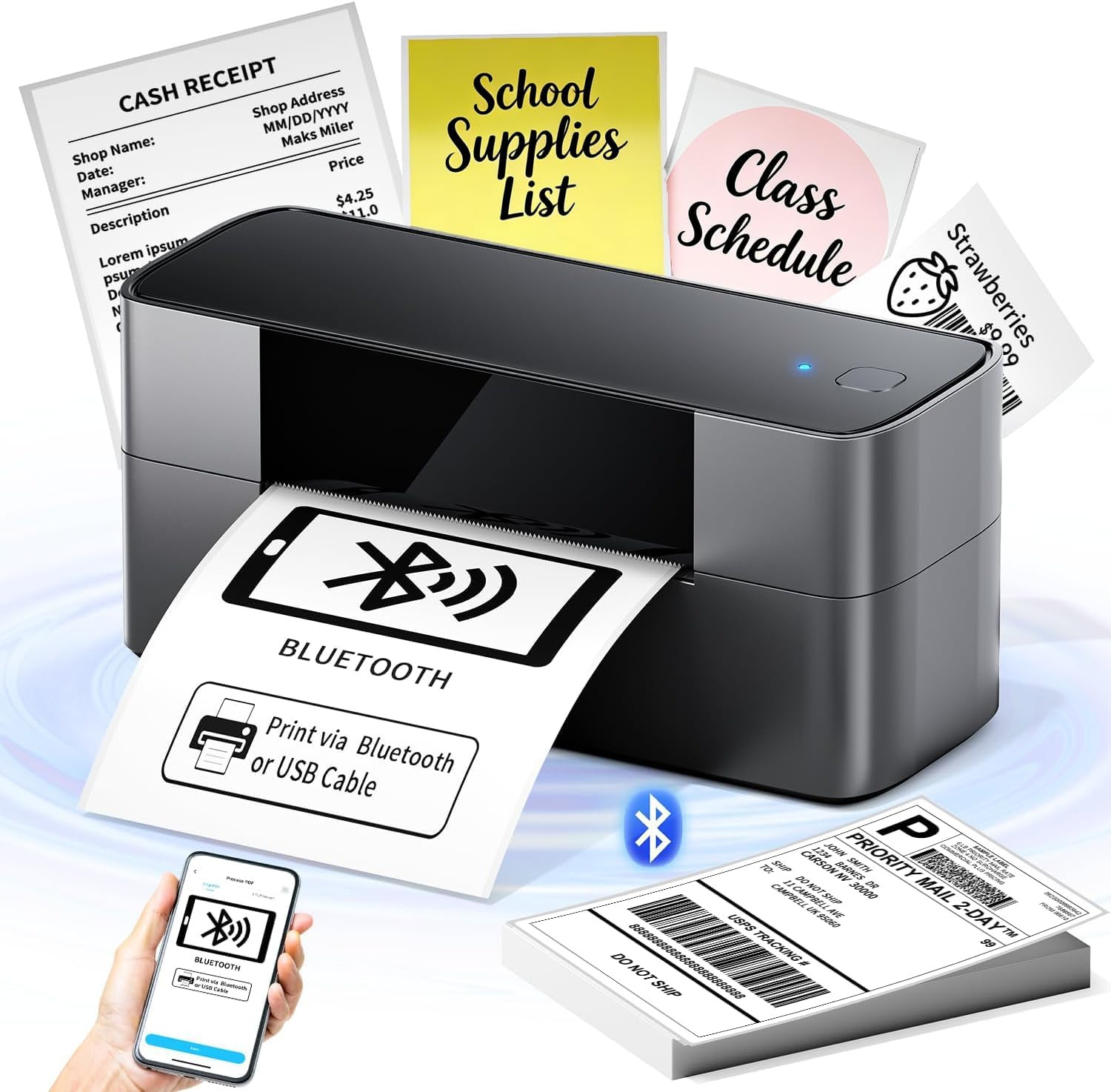 4x6 Thermal Shipping Label Printer Bluetooth Desktop High Speed Amazon TikTok