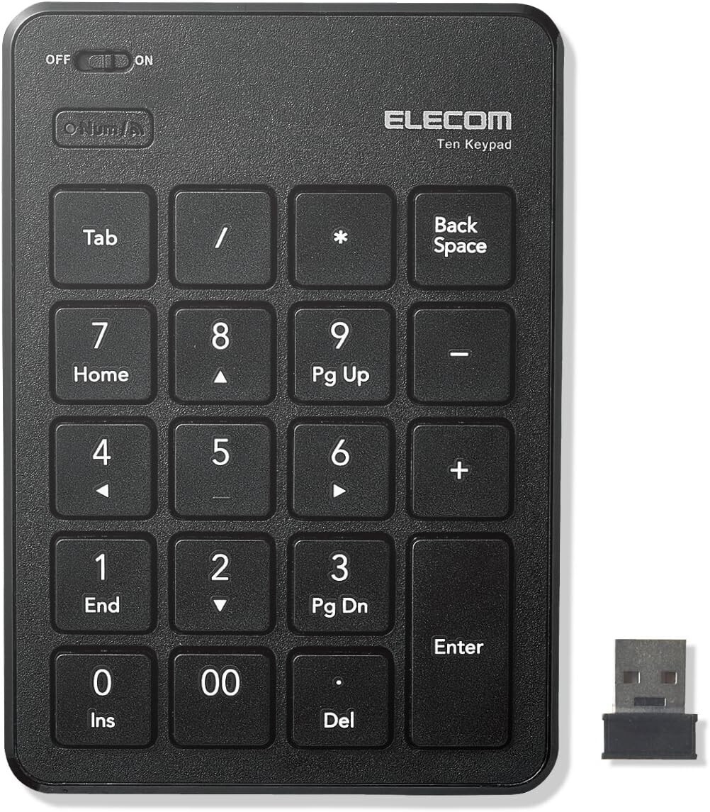 ELECOM TK-TDP019BK USB-A Numeric Keypad with Wireless Receiver Pantograph Thin